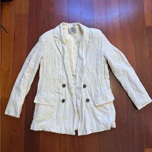 ASOS Light Cream Double-Breasted Linen-Blend Blazer